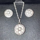 Genuine Diamond Sterling Silver Stud Earrings And Necklace Set 1 2cttw