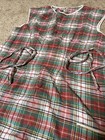 Vintage Christmas Plaid Apron Smock W  Ties   Pockets Small 22    Across 28    Long