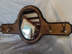Vintage Oak Wall Entry Hall Mirror  Coat Hat Hooks Mission Farmhouse Rack Old 