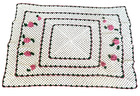 Vintage Open Weave Crochet Blanket Grannycore Feminine Handmade 3d Pink Flower