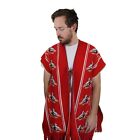 New Vtg 70s Birds Tribal Aztec Mexican Poncho Sweater Mens Large Womens Hippie