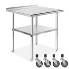Stainless Steel 24  X 30  Nsf Kitchen Restaurant Prep Table W Backsplash Casters