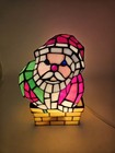 Vtg Santa Claus Chimney Tiffany Style Stained Glass Accent Lamp Christmas 9 5   