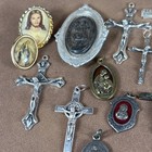 Lot Of 15 Vintage Catholic Crucifixe Pendants Religious Brooches