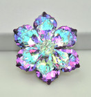 Light Purple Crystal Rhinestone Flower Brooches Aurora Borealis Brooch Pin Gift