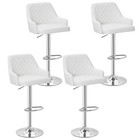 Set Of 4 Bar Stools Adjustable Swivel Counter Kitchen Dining Leather Back Chairs