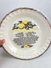 Lemon Meringue Pie Plate     Printed Recipe Ceramic Pie Dish Usa     11   x2  Vintage