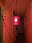 Vintage Large Red Ruby Glass Swag Lamp Hanging Light Mcm Gothic Plug-in