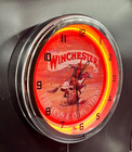 16  Winchester Sign Orange Neon Clock Firearms   Ammunition