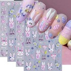 Easter Nail Art Stickers Cute Flower Bunny Nail Stickers 4pcs 5d Easter Style