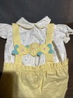 Vtg Mayfair Nb Fits Up To 14lbs 2pc Yellow Suspenders W  Pastel Polka Dot Shirt