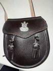 2 Tassels   Thistle Scottish Kilt Sporran Real Dark Brown Cowhide Leather