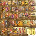 55pcs For Pokemon Card Foil Gold Pack Cards Tcg Gx Vmax Gx Card Charizard Rare