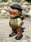 Antique Anri Hand Carved Painted Wood Mechanical Man Stopper Missing Base   Cork