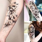 75 Sheets Black Realistic 3d Rose Flowers Temporary Tattoos For Women Girls Adul