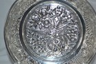 Vintage Hand-wrought 800 Silver  80  Silver  Round Repousse Bowl With Birds