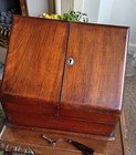 Victorian Oak Slope Fronted Stationary Box With Lock And Key