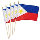25 Pack Philippines Filipino Flag Small Mini Flag Wood Hand Held Stick 