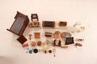 Vintage Miniature Dollhouse Furniture Lot Living Room  Bedroom  Kitchen  Bath