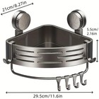 Corner Shower Shelf With Suction Cup     No Drill Bathroom Storage Rack With Hooks