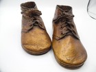 Vtg Pair Dipped Bronzed Toddler   Baby Shoes Lace Up Copper Color Mid Century 6   