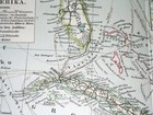 1912 Antique Map Of West Indies Caribbean Florida Puerto Rico Costa Rica Bahamas