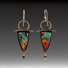 Tribal Triangle Painting Drop Earrings For Women Vintage Jewelry Bronze Metal Cr
