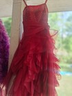Red Ruffled Formal Dress With Rhinestone Bodice For Prom  Flower Girl