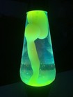 Lava Lamp 16 5    Blue Liquid yellow Wax Stardust Glass Rare Limited Production