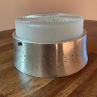 Vintage Mid Century Aluminum   Glass Pinhole Flush Mount Ceiling Light Fixture