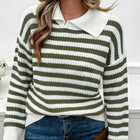 Women Striped Sweater Top Knitted Jumper Pullover Long Sleeve Loose Casual