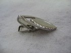 Vintage Tie Bar Clip  Retro Oval Style Silver Tone