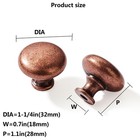 10 Pack 1-1 4  Vintage Antique Copper Zinc Alloy Cabinet Knobs - Single Hole    