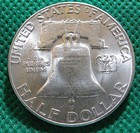 1956 P Franklin Half Dollar - Bu - 90  Silver Full Bell Lines  s1859