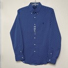 Polo Ralph Lauren Shirt Mens L Blue Geometric Slim Fit Performance Long Sleeve