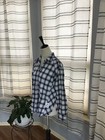 Bdg Urban Outfitters Womens Size S-p Blue White Flannel Cotton Fringe Oversized