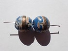 Antique Venetian Rare Fancy Medium Blue Inlaid Trade Beads - 15x15mm - 2 Pc