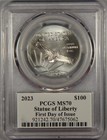 2023  100 Platinum American Eagle 1 Oz Pcgs Ms70 Statue Of Liberty Fdoi Hall Sig