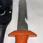 Rare Vintage Wenoka 7794 Dive Knife With Sheath Made In Japan Orange Handle Nice