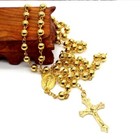 18k Gold Plated Rosary Necklace Virgin Mary Crusifix Prayer Religious Beads 