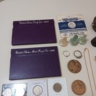 Vintage Estate Grandpa Junk Drawer Lot Us Proof Coins Jewelry Knife Lighters