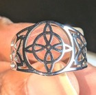 Witch Knot Silvery Stainless Steel Ring For Women Wiccan Cross Celtics Knot Sz10