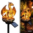 Dragon Solar Light Gothic Outdoor Garden Statue Lamp Halloween Yard Decor