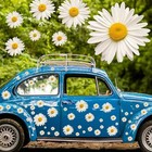 12 Sheets Daisy Stickers 130 Pcs Flower Car Decals Self Adhesive Vinyl Retro