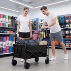 67l Collapsible Wagon Cart heavy Duty Utility Folding Wagon W 2 Mesh Cup Holders