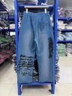 French Terry Washed Distressed Sweatpants Spray   print Knit Jogger Pants Unisex
