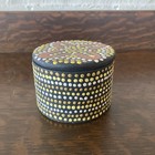 Vintage Aboriginal Dot Art Trinket Box Signed M A Whitton Australia Wood Jar