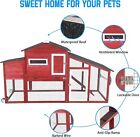 Petscosset Chicken Coop Wooden Backyard Hen House With Run Nesting Box   Trays
