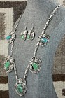 Turquoise   Sterling Silver Necklace   Earrings Set - Sandra Parkett