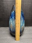 Vintage Mid-century Modern Glazed Ceramic Vase  Blue Green Drip Glaze     Gorgeous